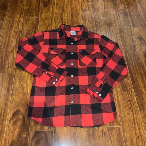 Anti Social Social Club Flannel Shirt Men's XL Red Black Plaid Check - Picture 2 of 7